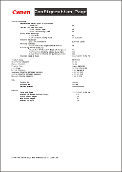 Performing Configuration Page Print